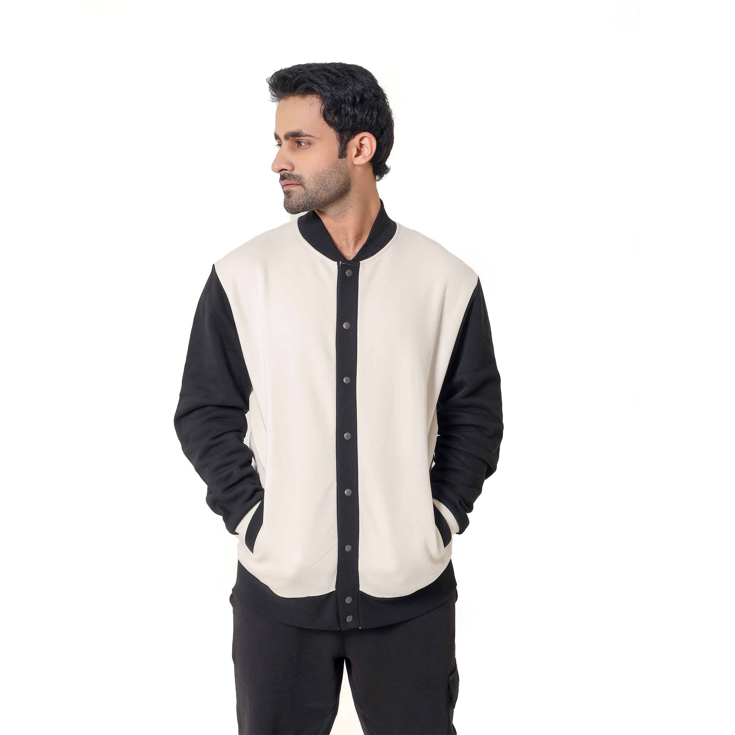 Black And White Men's Bomber