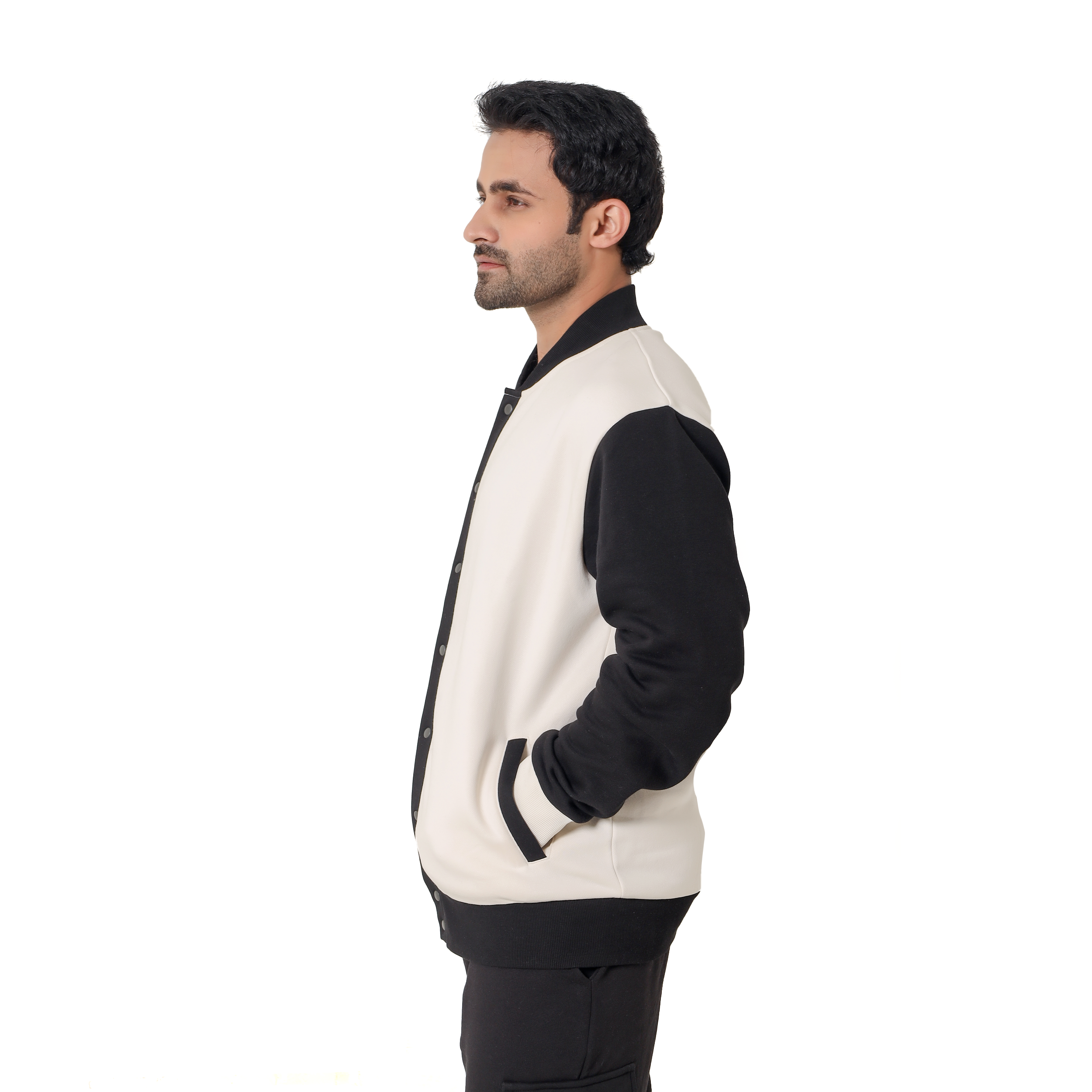 Black And White Men's Bomber