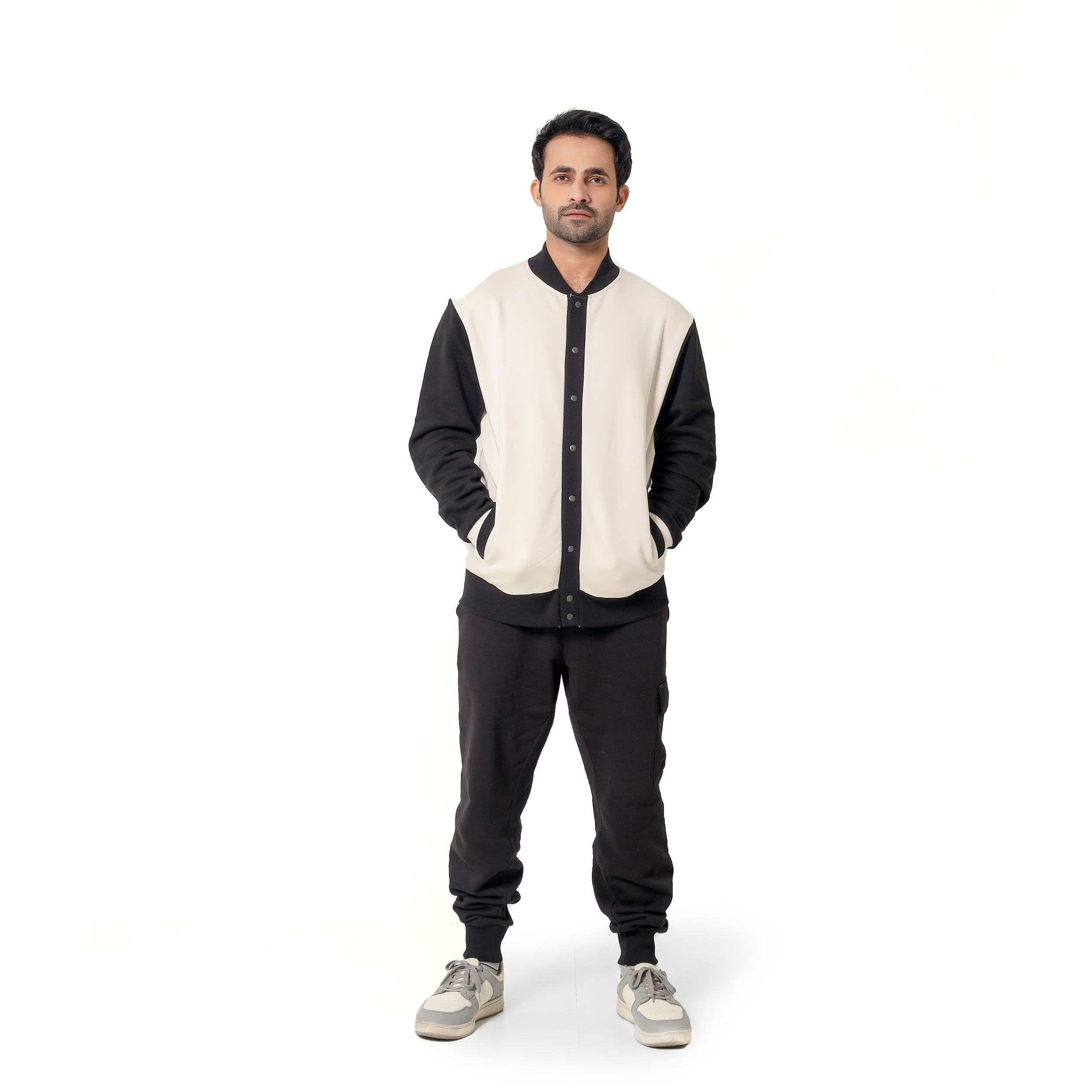 Black And White Men's Bomber